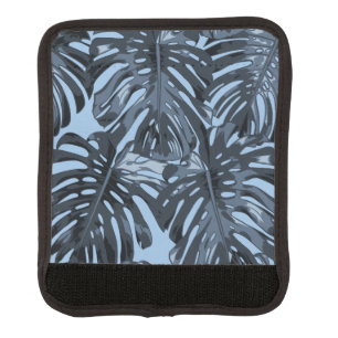 Tropical Dark Blue Monstera Jungle Leaves  Luggage Handle Wrap