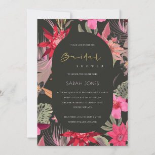 Tropical Dark Boho Floral Bridal Shower Invite