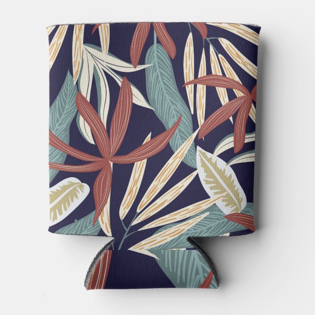 Tropical Dark: Creative Plant Print Can Cooler (Front)