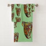 tropical dark feather bath towel set