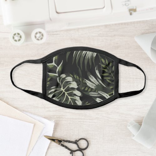 Tropical Dark Green Palm Leaves Face Mask