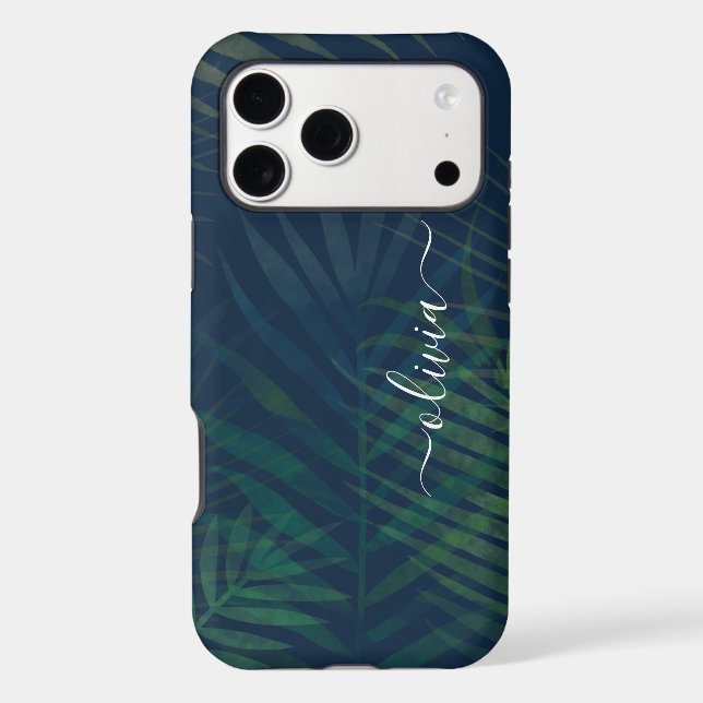 Tropical Dark Green Palm Leaves iPhone Case  (Back)