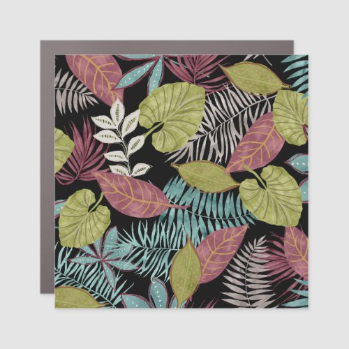 Tropical Dark Leaves Textile Pattern Design Car Magnet