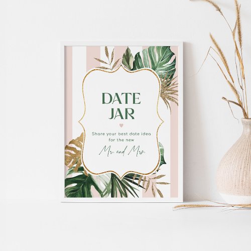 Tropical date night ideas Pink stripe Date jar  Poster