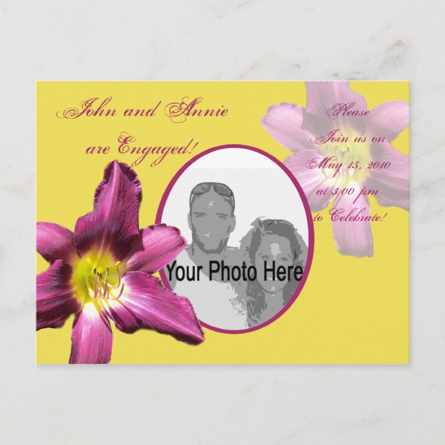 Tropical Daylily Invitation Postcard (Front)