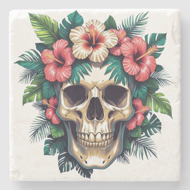 Tropical Decay: Bloom & Bone Stone Coaster (Front)