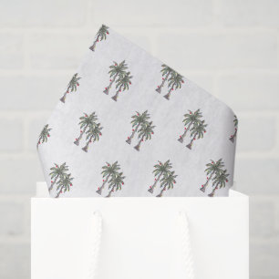 Tropical Decorated Palm Trees Christmas Lights Tissue Paper