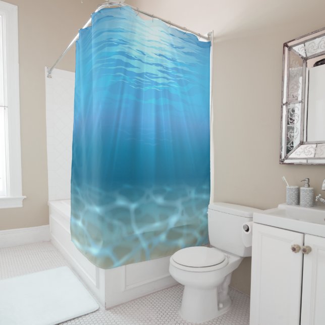Tropical Deep Blue Sea Shower Curtain (In Situ)
