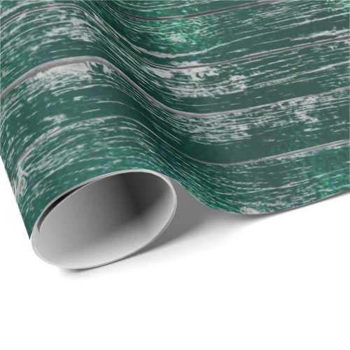 Tropical Deep Cali Woodland Green Rustic Wood Wrapping Paper