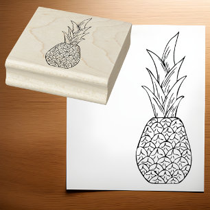Tropical Delight Simple Outline Pineapple Art Rubber Stamp