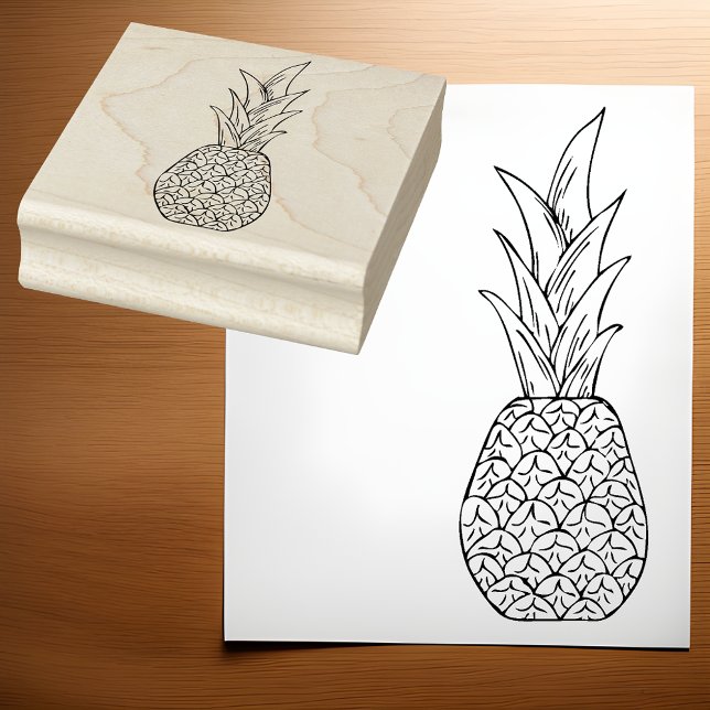 Tropical Delight Simple Outline Pineapple Art Rubber Stamp (Creator Uploaded)