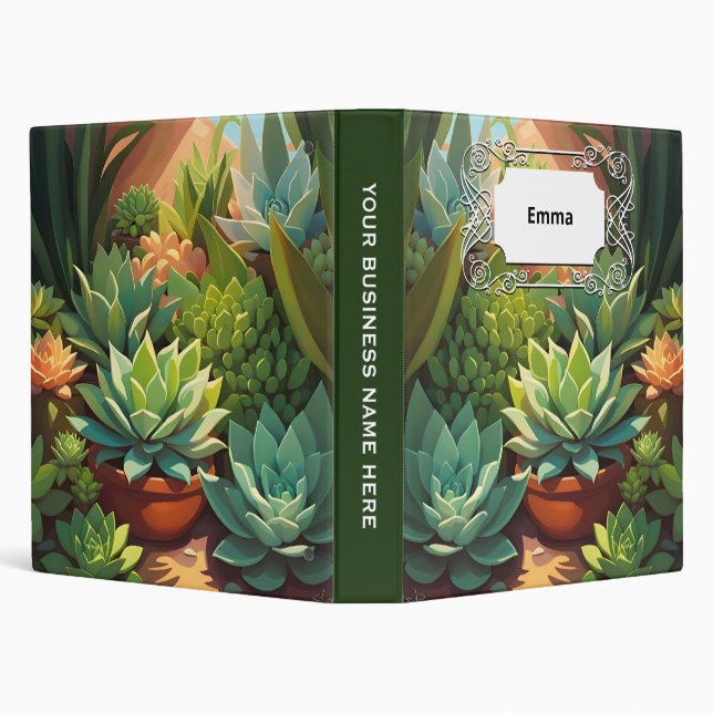 Tropical Desert Succulent Garden 3 Ring Binder (Background)
