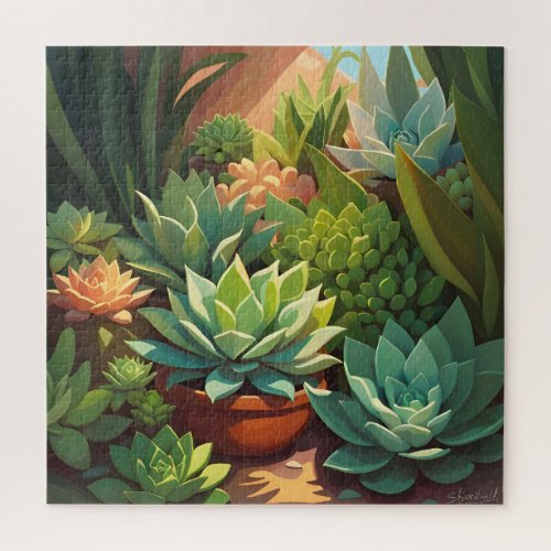 Tropical Desert Succulent Garden Jigsaw Puzzle