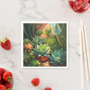 Tropical Desert Succulent Garden Napkins