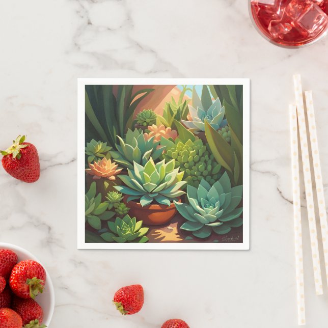 Tropical Desert Succulent Garden Napkins (Insitu)