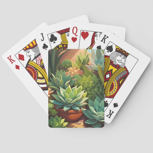 Tropical Desert Succulent Garden Poker Cards (Back)