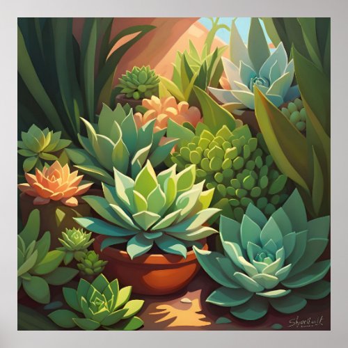 Tropical Desert Succulent Garden Poster