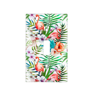 Tropical Design Flamingo Flowers Switch Plate