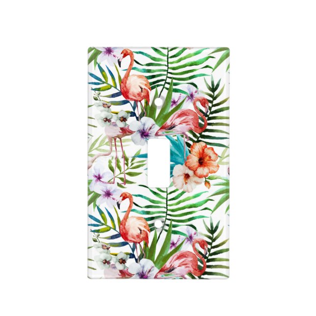 Tropical Design Flamingo Flowers Switch Plate (Front)