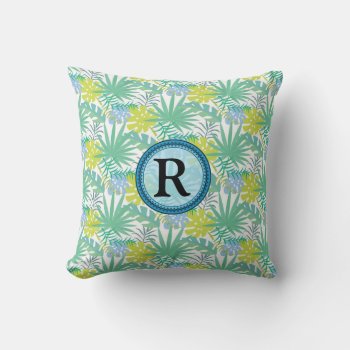 Tropical Design Monogram Throw Pillow by Dmargie1029 at Zazzle