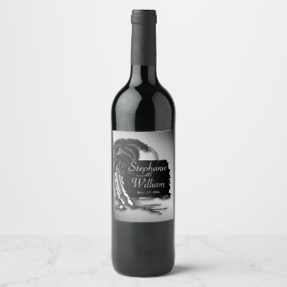 Tropical Design Names and Date Wine Label