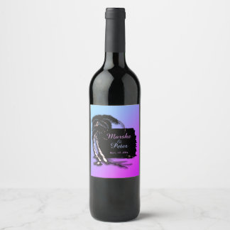 Tropical Design Unique Names and Date Wine Label