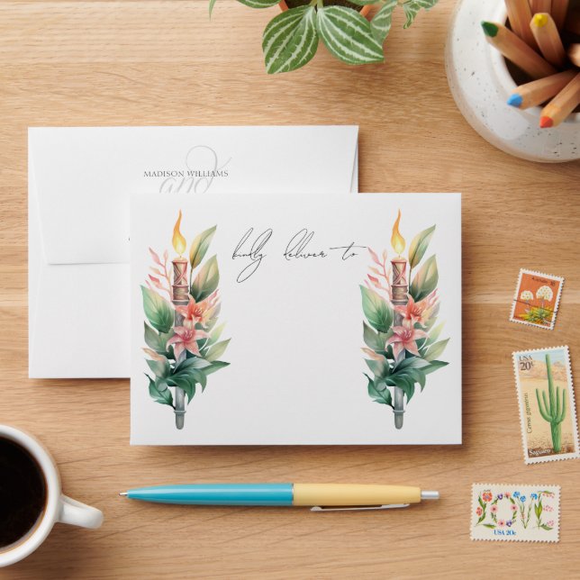 Tropical Destination Beach Wedding Envelope (Desk)