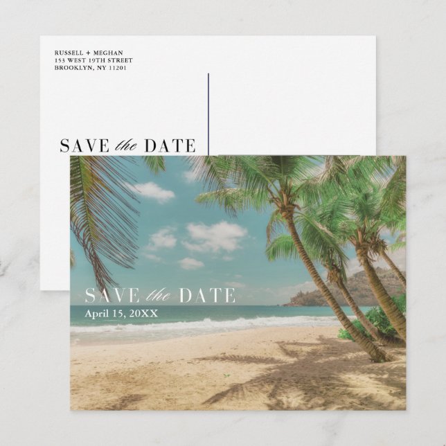 Tropical Destination Beach Wedding Save the Date Announcement Postcard (Front/Back)