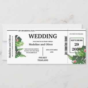 Tropical Destination Boarding Pass Wedding Invite