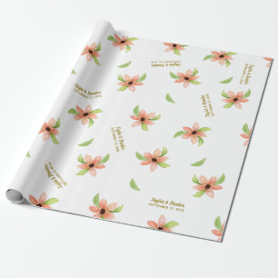 Tropical Destination Floral Personalized Wedding Wrapping Paper