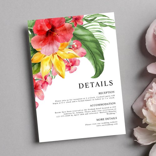 Tropical Destination Floral Wedding Enclosure Card