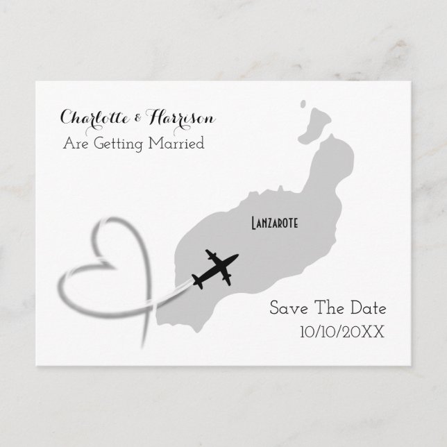 Tropical Destination Lanzarote Spain Beach Wedding Announcement Postcard (Front)