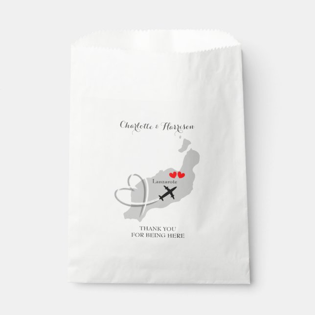 Tropical Destination Lanzarote Spain Beach Wedding Favor Bag (Front)
