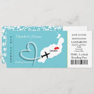 Tropical Destination Lanzarote Spain Beach Wedding Invitation