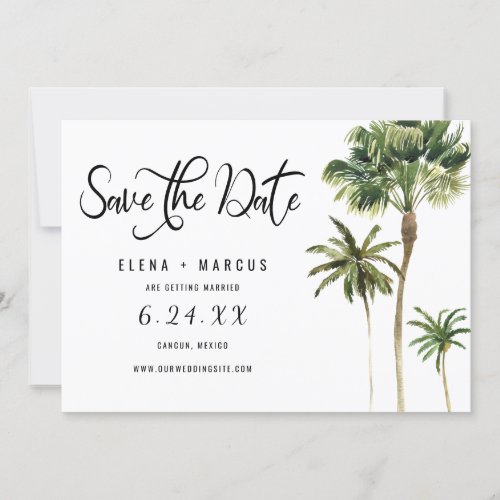 Tropical Destination Palm Trees Save The Date Invitation