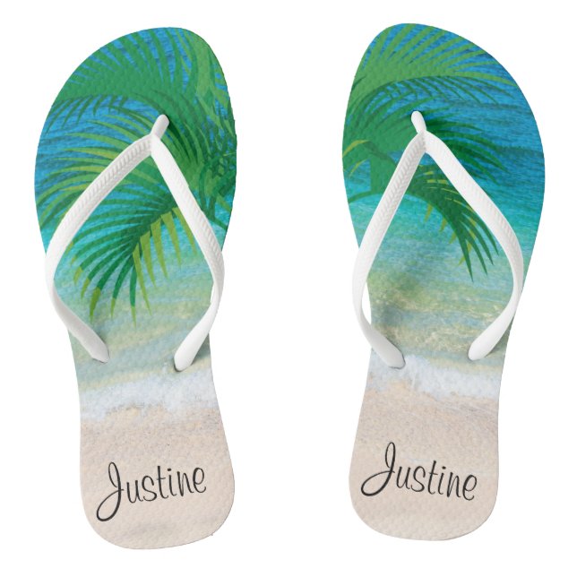 Tropical Destination Personalized Flip Flops (Footbed)