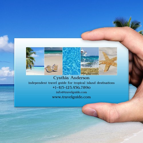 Tropical Destination QR Code Travel Agent Business Card