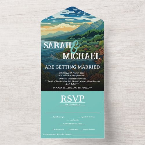 Tropical Destination RSVP All_In_One wedding All In One Invitation