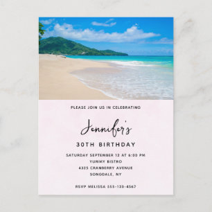 Tropical Destination Scenic Beach Birthday Invitation Postcard