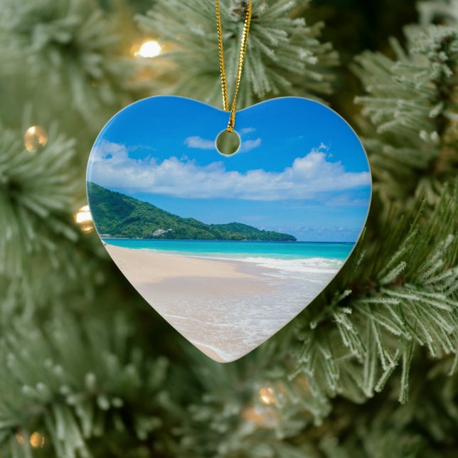 Tropical Destination Scenic Beach Photo Ceramic Ornament (Tree)