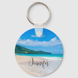 Tropical Destination Scenic Beach Photo Keychain