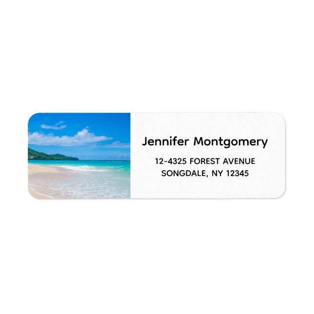 Tropical Destination Scenic Beach Photo Label (Front)