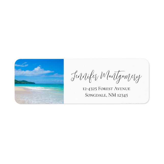 Tropical Destination Scenic Beach Photo Label (Front)