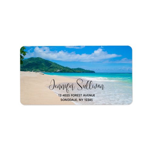 Tropical Destination Scenic Beach Photo Label