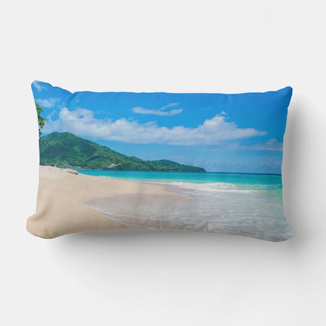 Tropical Destination Scenic Beach Photo Lumbar Pillow (Front)
