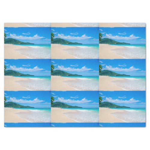 Tropical Destination Scenic Beach Photo Pattern Tissue Paper
