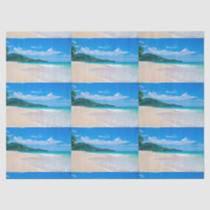 Tropical Destination Scenic Beach Photo Pattern Tissue Paper