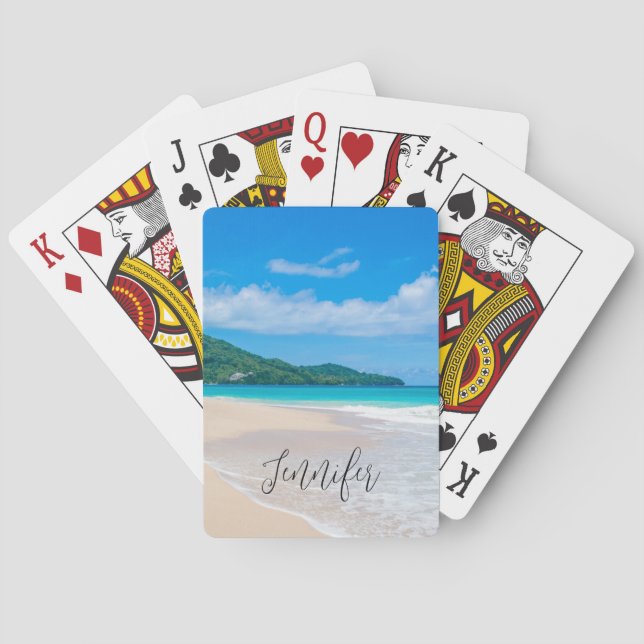 Tropical Destination Scenic Beach Photo Poker Cards (Back)