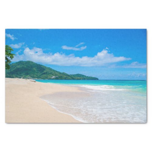 Tropical Destination Scenic Beach Photo Tissue Paper