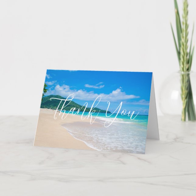 Tropical Destination Scenic Beach Thank You Card (Front)